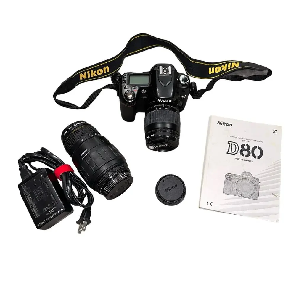 Nikon D80 DSLR Camera Bundle 2 Lenses‎ Charger Manual